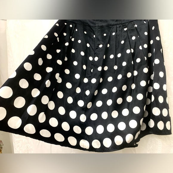 PENDLETON
 black and white polka dot silk blend flair skirt size 16 petite lined - Picture 5 of 14